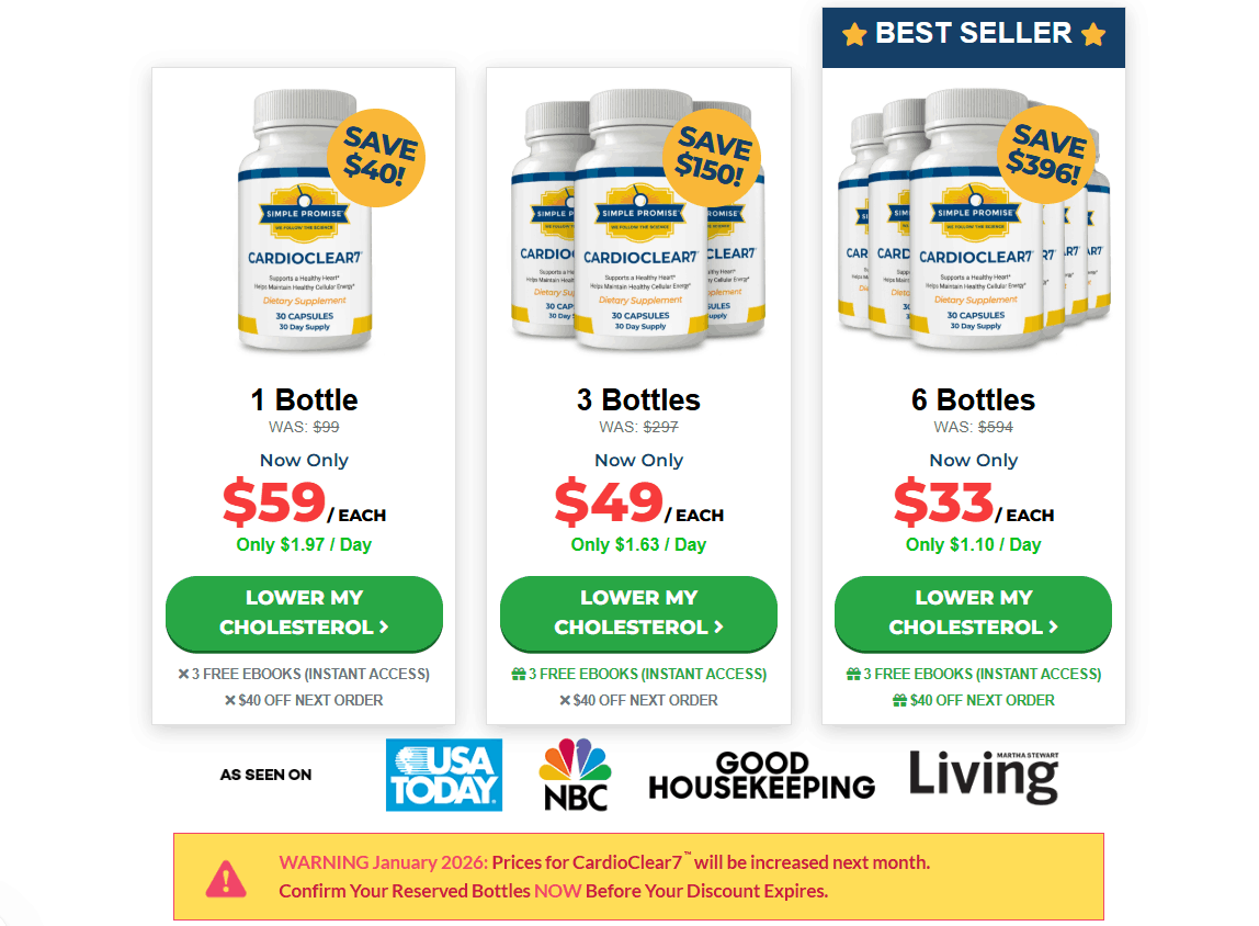 Cardio Clear 7 Pricing Plans